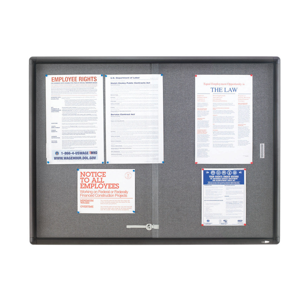Quartet Enclosed Bulletin Board, 36in x 48in, Aluminum Frame With Black Finish