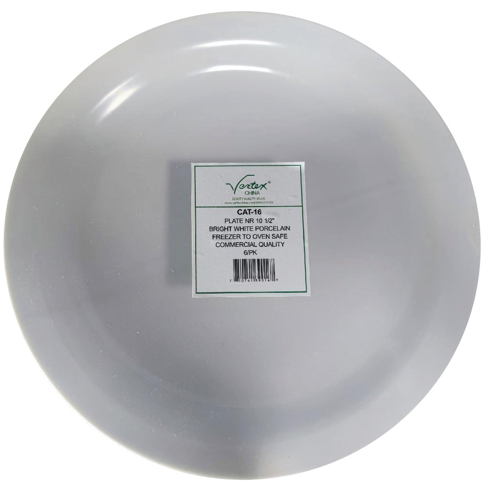Hoffman Vertex China Catalina Collection Narrow Rim Plates, 10-1/2in, Bright White, Case Of 12 Plates