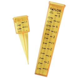 Taylor Precision Products 2-in-1 Rain and Sprinkler Gauge, 1.77-in x 1.97-in. x 8.46-in., Yellow, 1