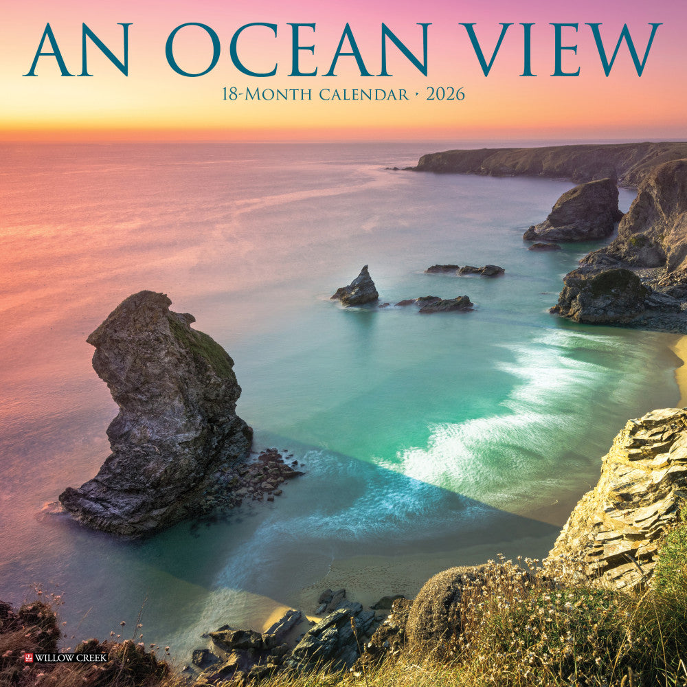 2026 Willow Creek Press Monthly Mini Wall Calendar, 7in x 7in, Ocean View, January To December, 53683