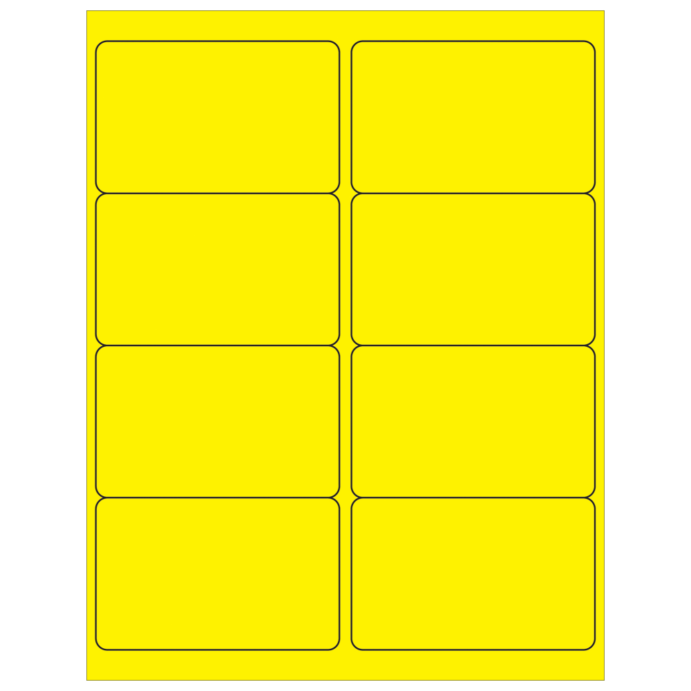 Tape Logic Permanent Labels, LL179YE, Rectangle, 4in x 2 1/2in, Fluorescent Yellow, Case Of 800