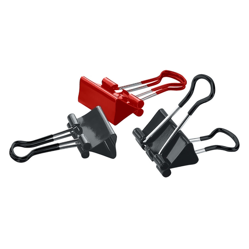 Office Depot Brand Soft-Grip Medium Binder Clips, 1 1/4in, 5/8in Capacity, Assorted Colors, Pack Of 12