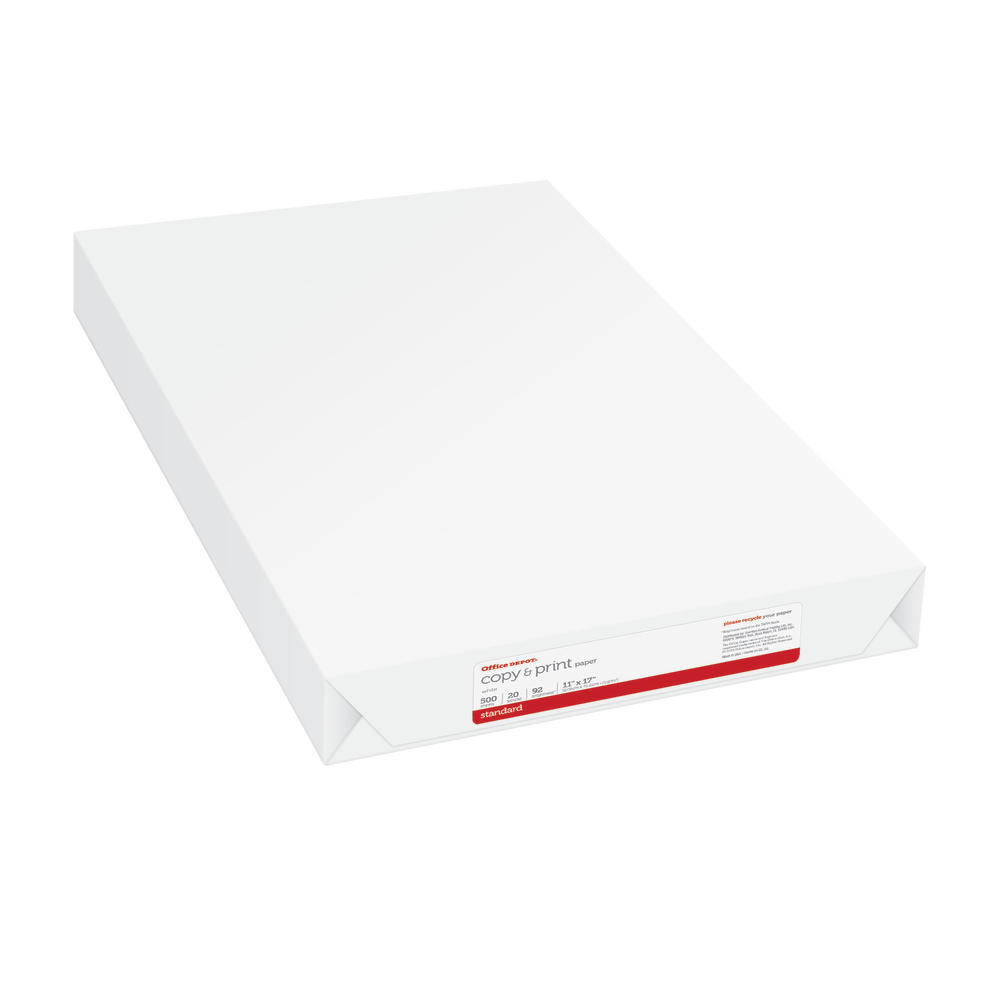 Office Depot Multi-Use Printer & Copy Paper, 1 Ream, White, Ledger (11in x 17in), 500 Sheets Per Ream, 20 Lb, 96 Brightness, 843923ODRM