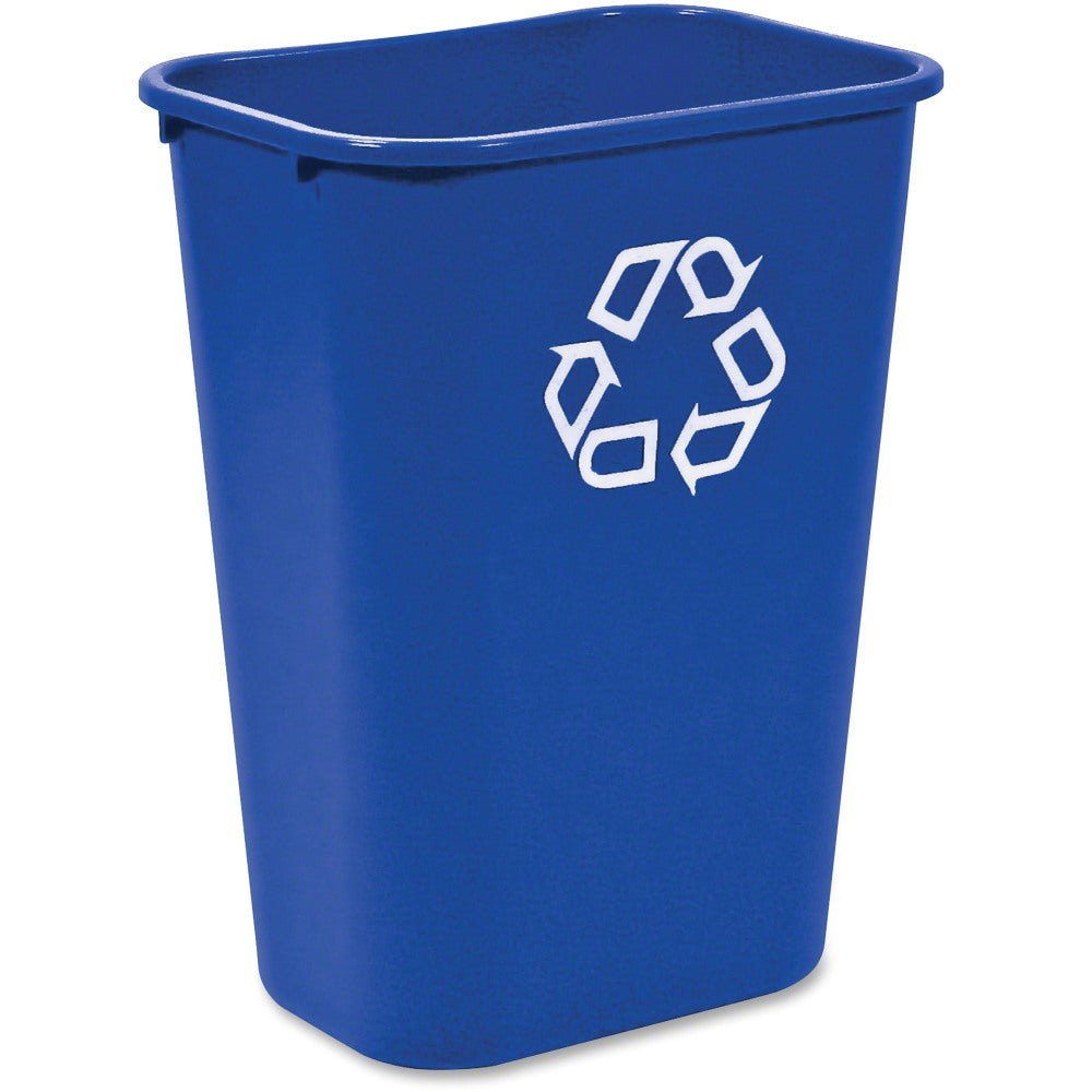 Rubbermaid Commercial Large Recycling Wastebasket - 10.31 gal Capacity - Rectangular - Sturdy - 19.9in x 11in- Plastic - Blue - 12 / Carton