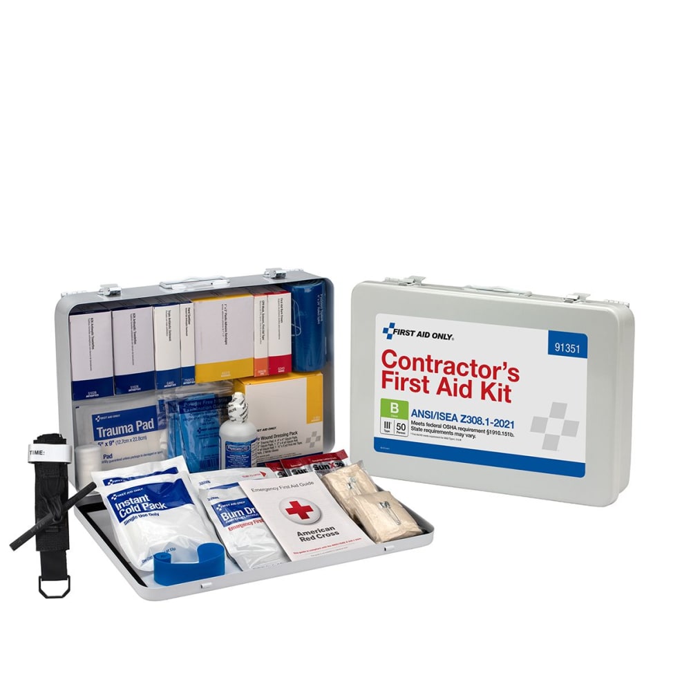 First Aid Only Kit, Fao, Contractor, Metal, 50P, 91351