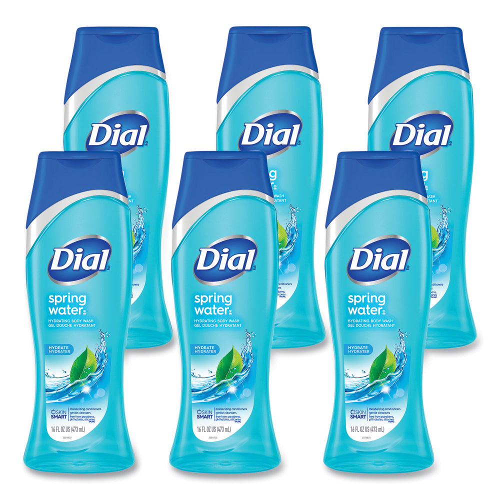 Dial Body Wash, Spring Water Scent, 16 oz, 6/Carton
