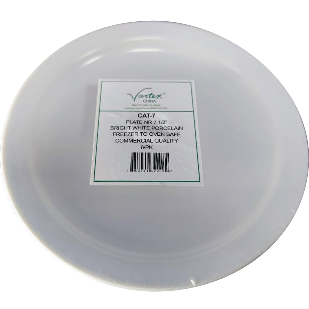 Hoffman Vertex China Catalina Collection Narrow Rim Plates, 7-1/2in, Bright White, Case Of 36 Plates