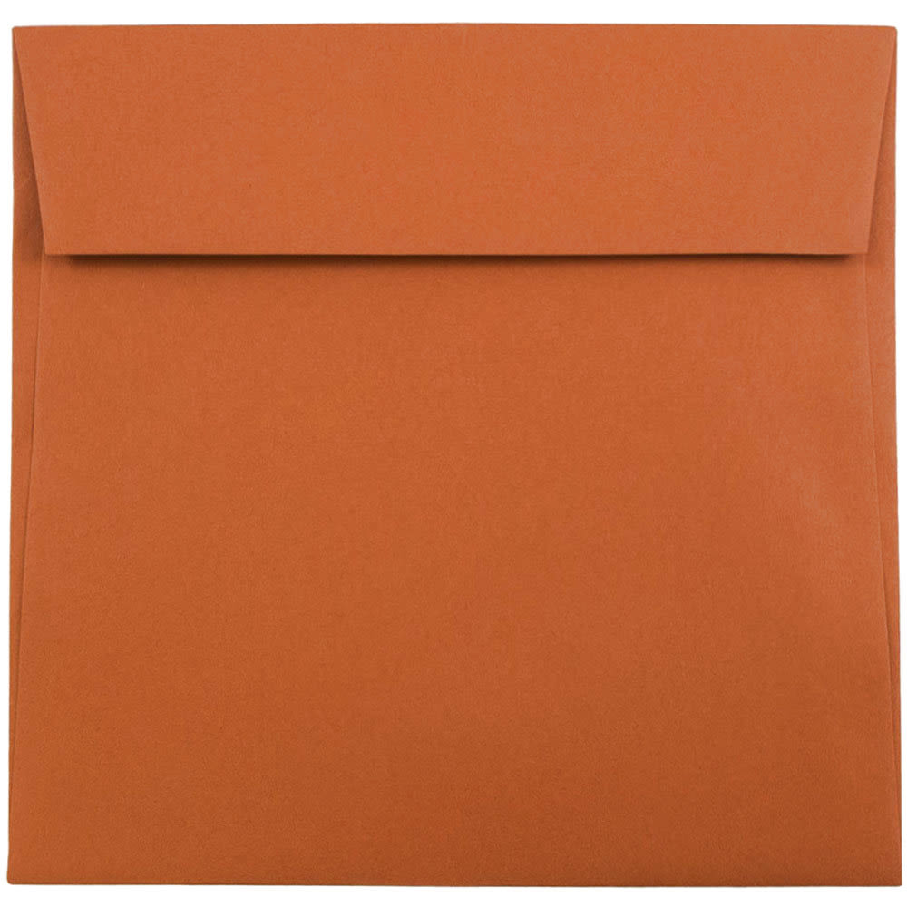 JAM Paper Color Square Invitation Envelopes, 6in x 6in, Gummed Seal, Dark Orange, Pack Of 25