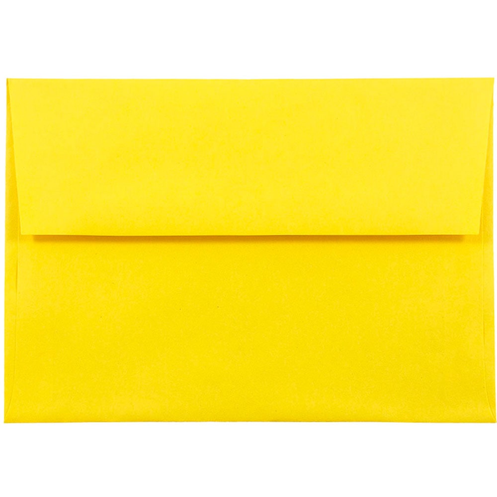 JAM Paper Booklet Invitation Envelopes, A8, Gummed Seal, 30% Recycled, Yellow, Pack Of 25