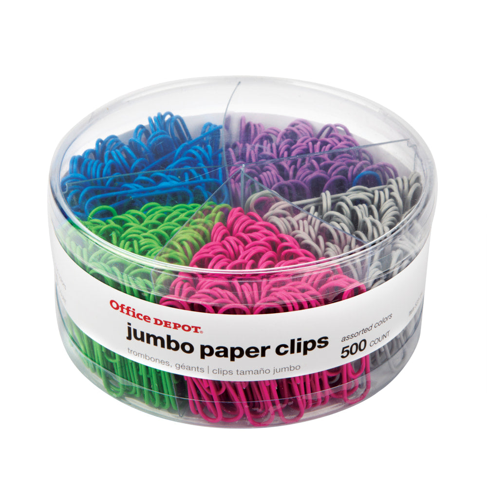 Office Depot Brand Paper Clips, Pack Of 500, Jumbo, Assorted Colors