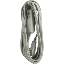 GE 3 Outlet Extension Cord, 15ft Long Cord, Flat Plug, Gray, 43026