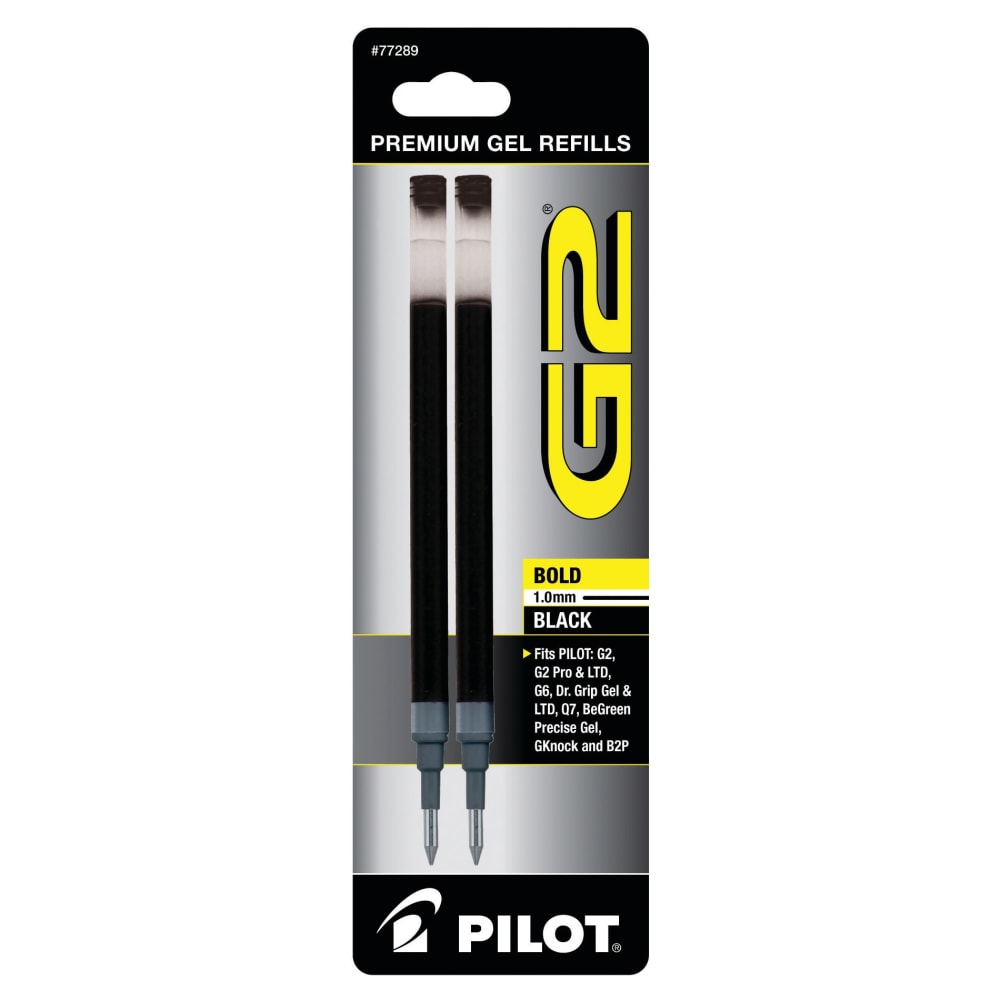 Pilot G2 Gel Refill, Bold Point, 1.0mm, Black Ink, Pack of 2 Refills