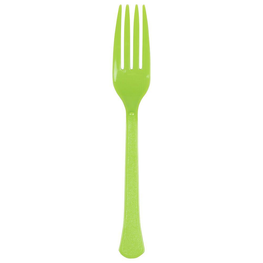 JAM PAPER Premium Utensils Party Pack, Plastic Forks, Lime Green, 48 Disposable Forks/Pack
