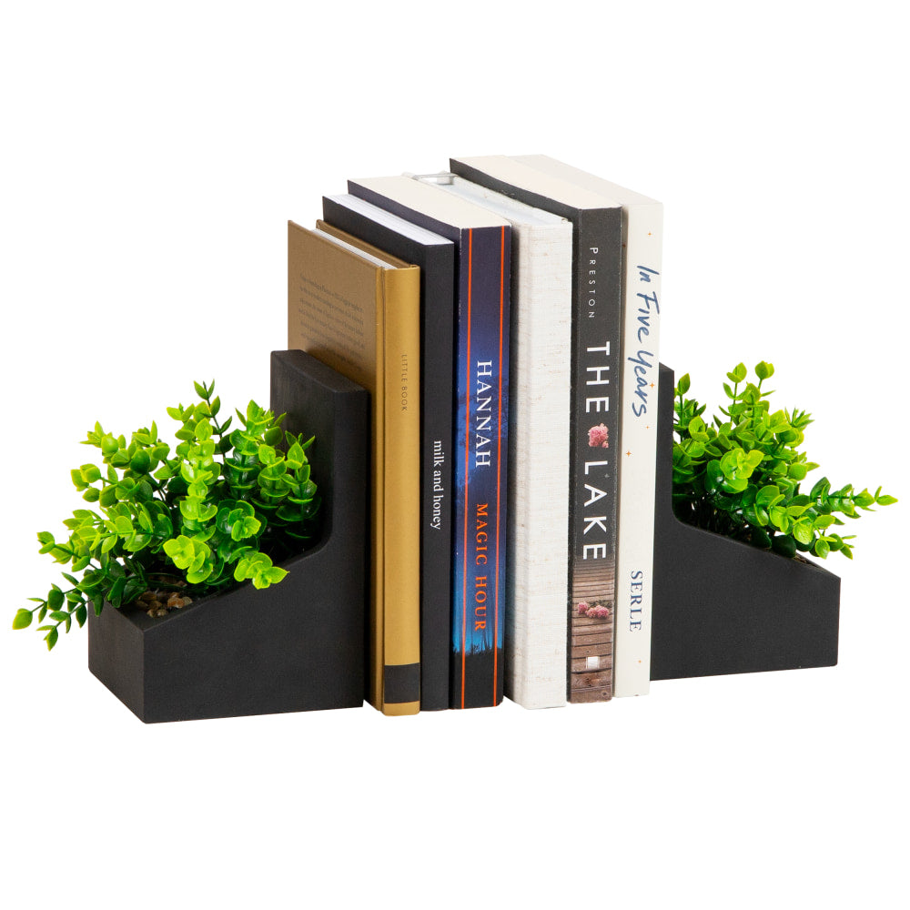 Mind Reader Contemporary Planter Bookends, Black, Set Of 2 Bookends