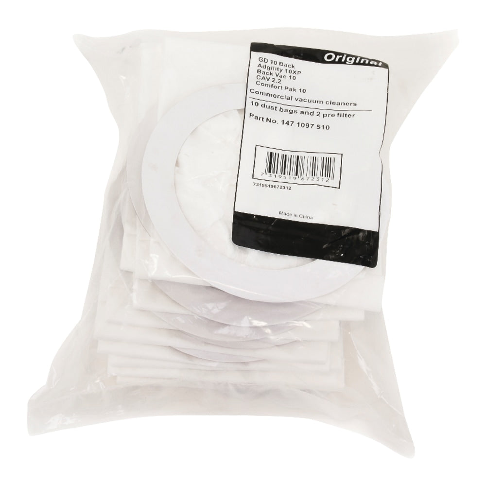Clarke Dust Bags For Comfort Pak 10-Quart Backpack Vacuum, Pack Of 10