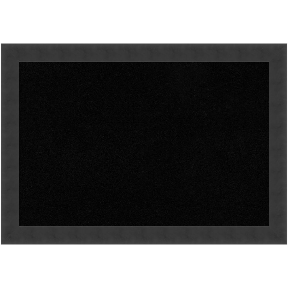 Amanti Art Rectangular Non-Magnetic Cork Bulletin Board, Black, 20in x 14in, Mezzanotte Black Wood Frame