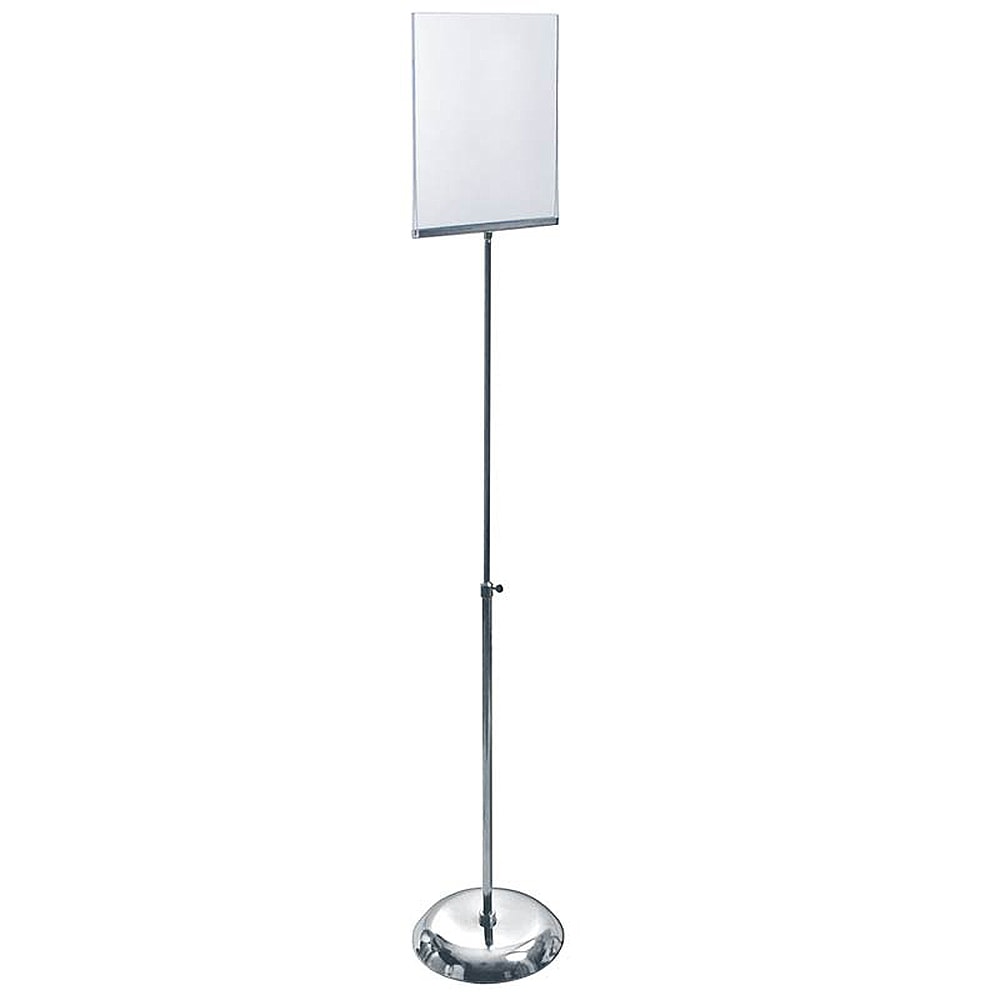 Azar Displays Acrylic Vertical Sign Holder With Metal Pedestal Stand, 11in x 8 1/2in, Clear