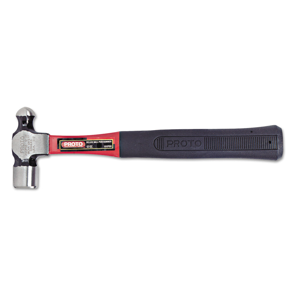 Black+Decker Ball Pein Hammer, Straight Fiberglass Handle, 13 in, Forged Steel 16 oz Head
