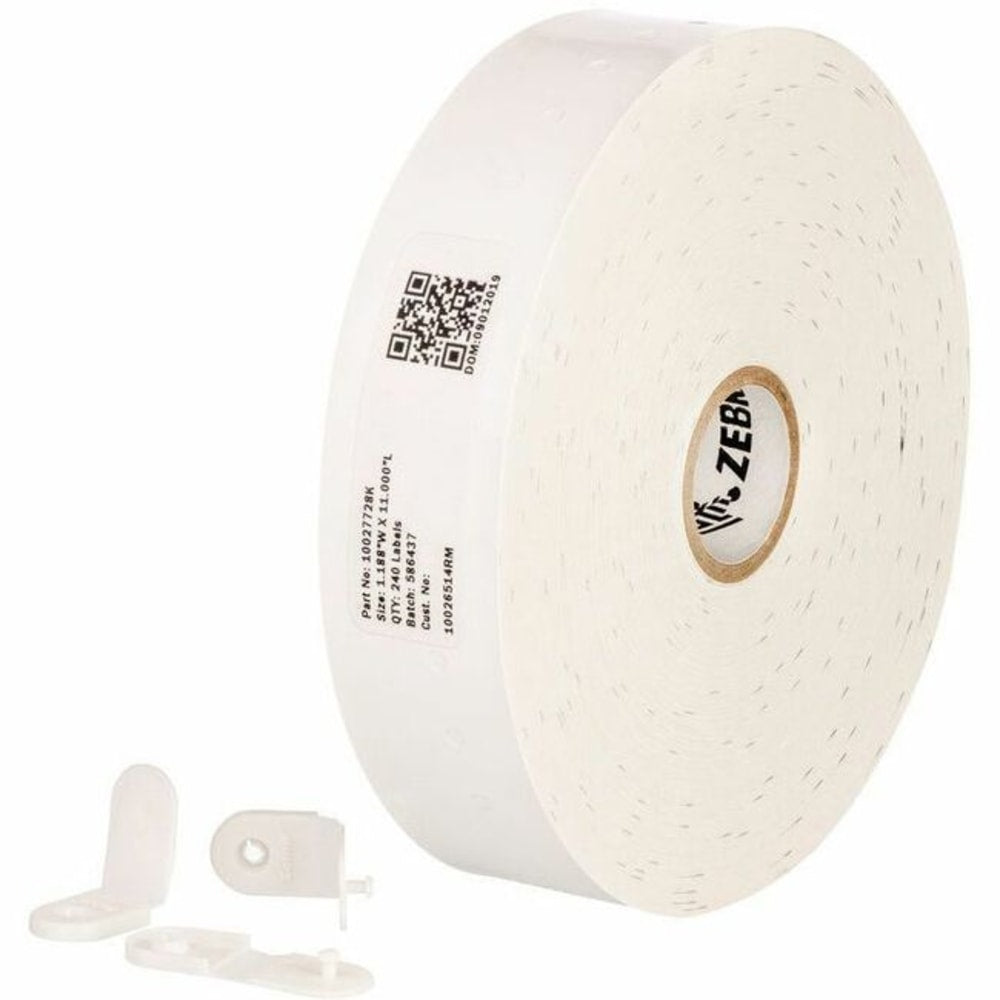 Zebra Z-Band QuickClip Kit - 1 3/16in Width x 7in Length - Direct Thermal - White - Polypropylene - 4 Cartridge