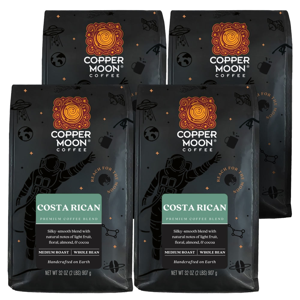 Copper Moon World Coffees Whole Bean Coffee, Medium Roast, Costa Rican Blend, 4 Bags (2 lbs Each)