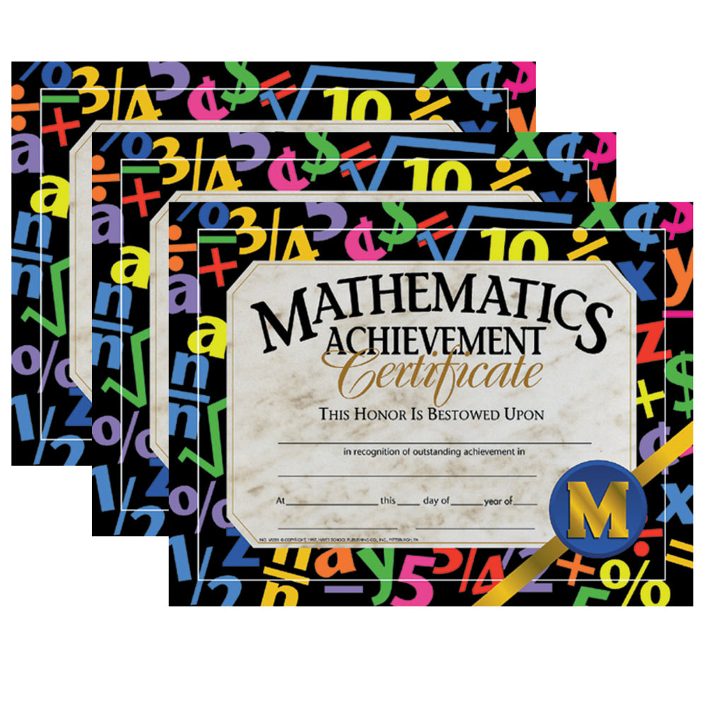 Hayes Certificates, 8-1/2in x 11in, Mathematics Achievement, 30 Certificates Per Pack, Set Of 3 Packs, HVA5813
