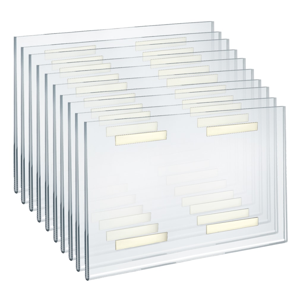 Azar Displays Adhesive Acrylic Horizontal U-Frame Sign Holders, 11inH x 14inW x 1/4inD, Clear, Pack Of 10 Sign Holders
