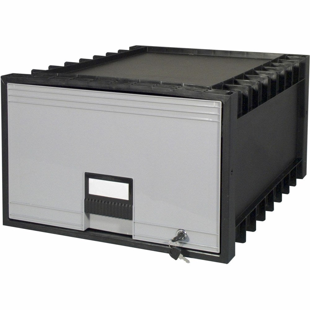 Storex Archive Storage Box - External Dimensions: 18.3in x 11.5inx 24.4in - Heavy Duty - Stackable - Black, Gray - - 61402U01C