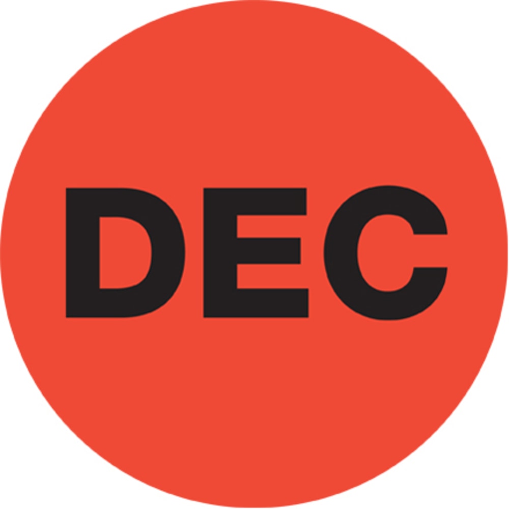 Tape Logic Red - "DEC" Months of the Year Labels 1in, DL6734, Roll of 500