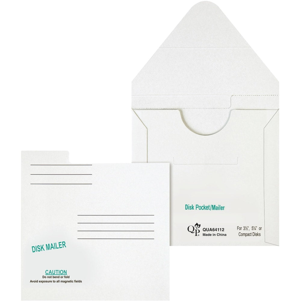 Quality Park 5 1/4in Economy Disk Mailers - Disc/Diskette - 6in Width x 5 7/8in Length - Paperboard - 10 / Pack - White