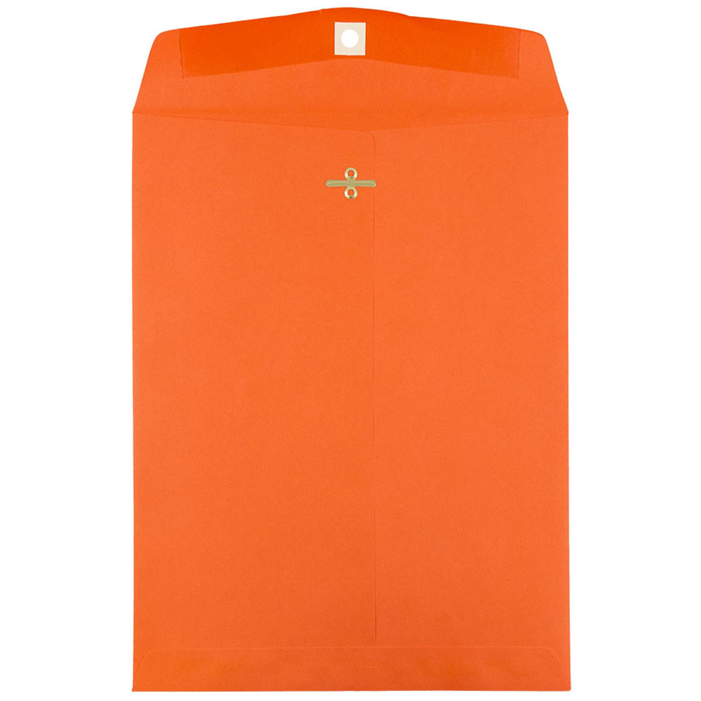 JAM Paper Open-End 9in x 12in Catalog Envelopes, Clasp Closure, Orange, Pack Of 100 Envelopes