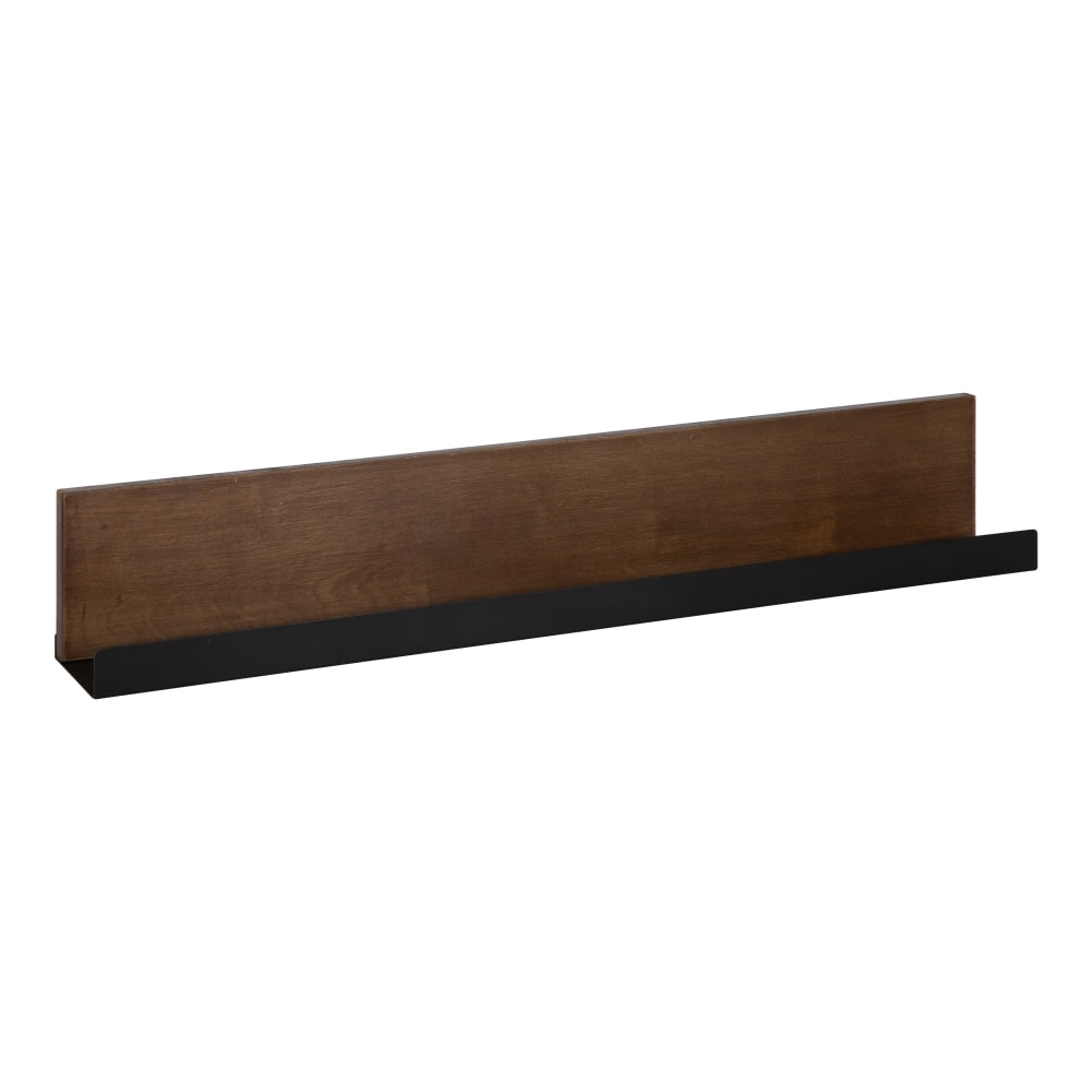 Kate and Laurel Ubbard Decorative Wall Shelf, 4-7/8inH x 30inW x 4inD, Walnut Brown/Black