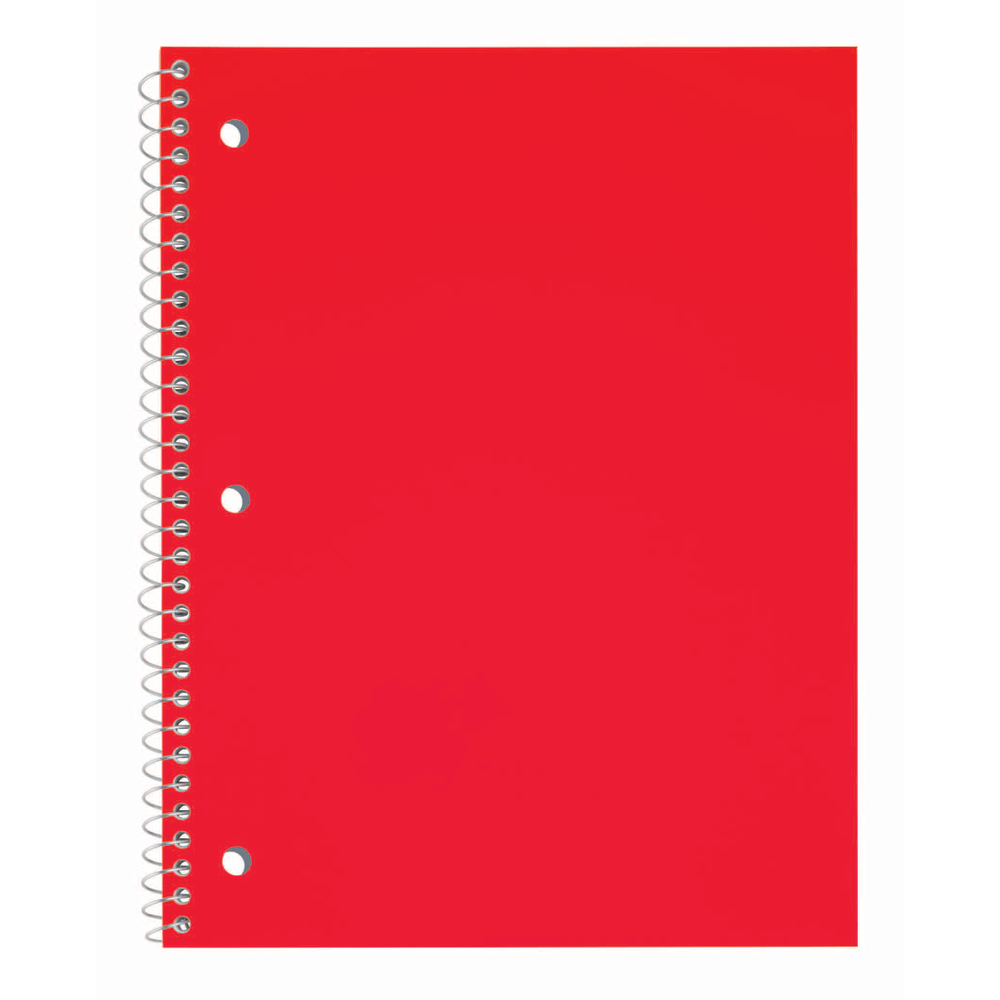 Just Basics Poly Spiral Notebook, 8in x 10-1/2in, 1 Subject, College Ruled, 70 Sheets, Red