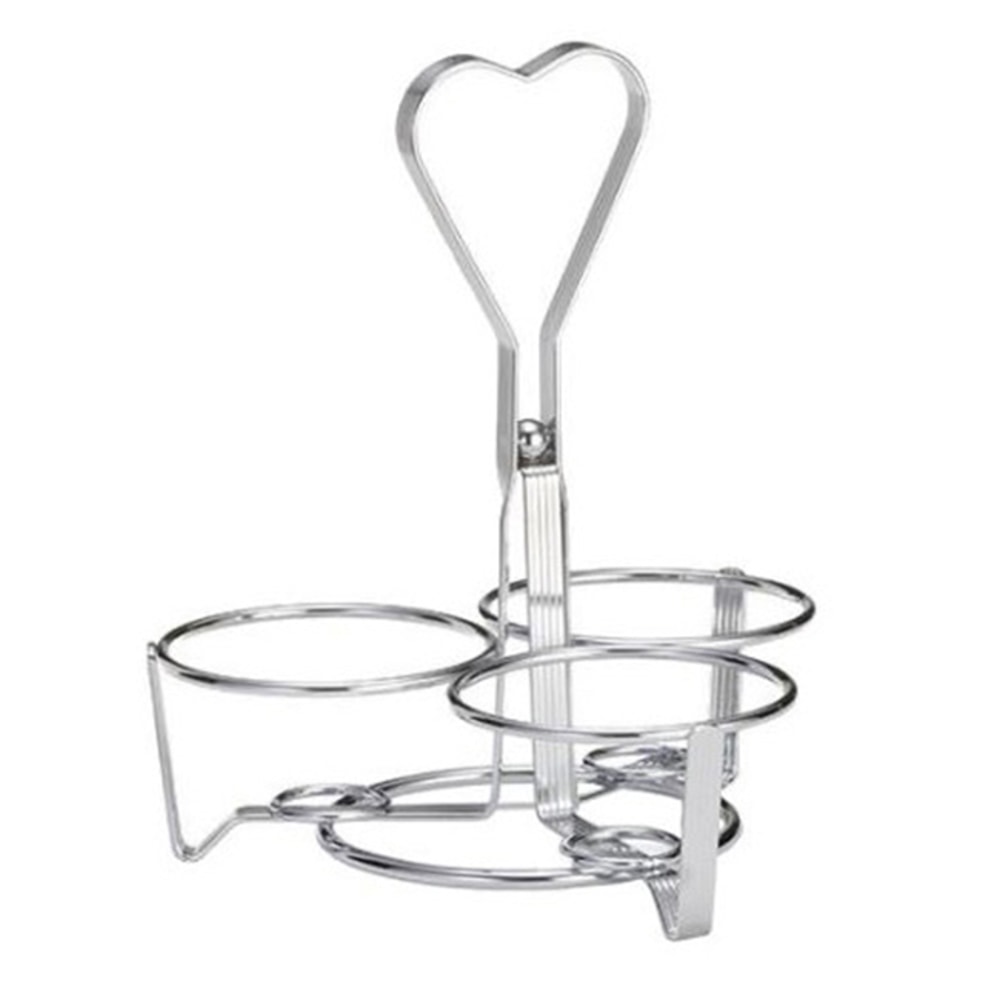 Tablecraft 3-Ring Condiment Caddy, 8-1/4in x 7-1/4in, Silver