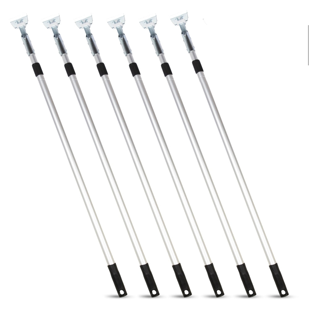 Gritt Commercial Aluminum Telescopic Dust Mop Handles, 72in, Silver, Pack Of 6 Handles