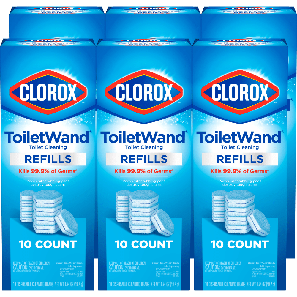 Clorox ToiletWand Toilet Cleaning Refills, Disinfecting Scrubbing Pads, 10 Count, Pack of 6
