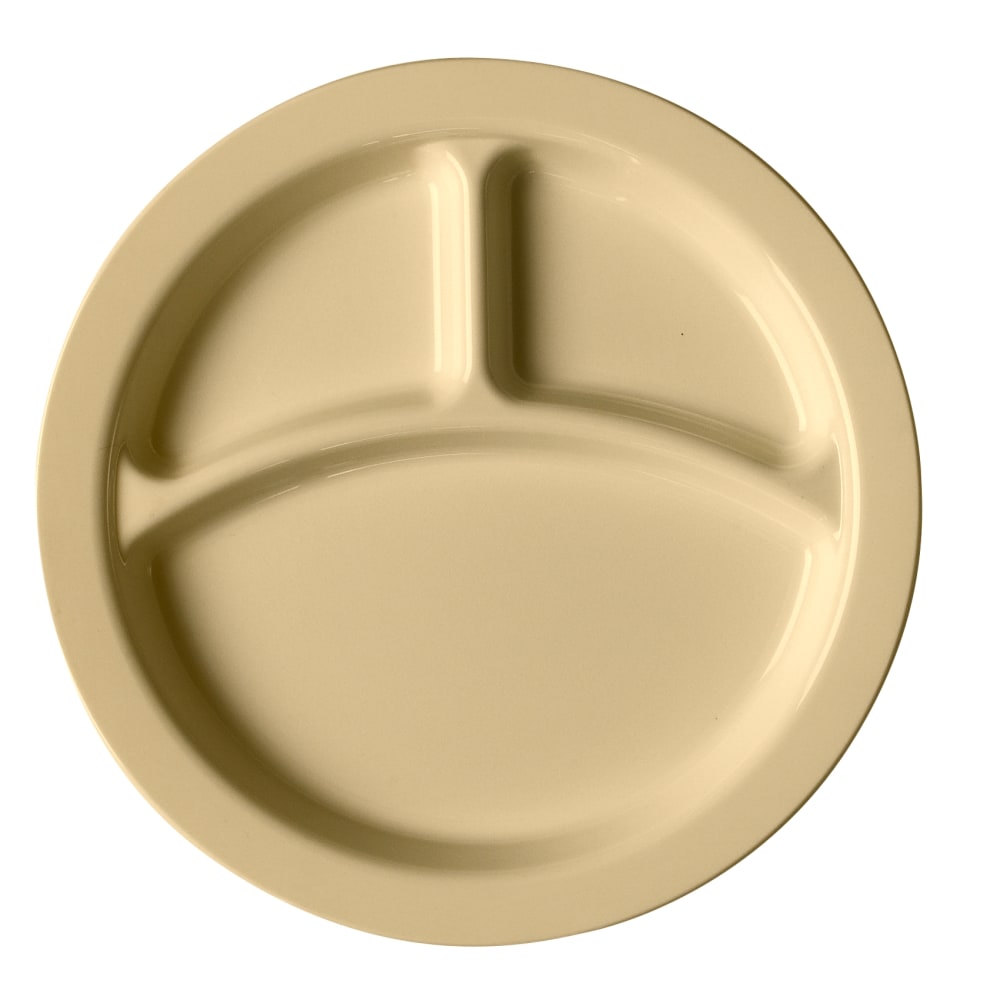 Cambro Camwear 3-Compartment Dinnerware Plates, 9in, Beige, Pack Of 48 Plates
