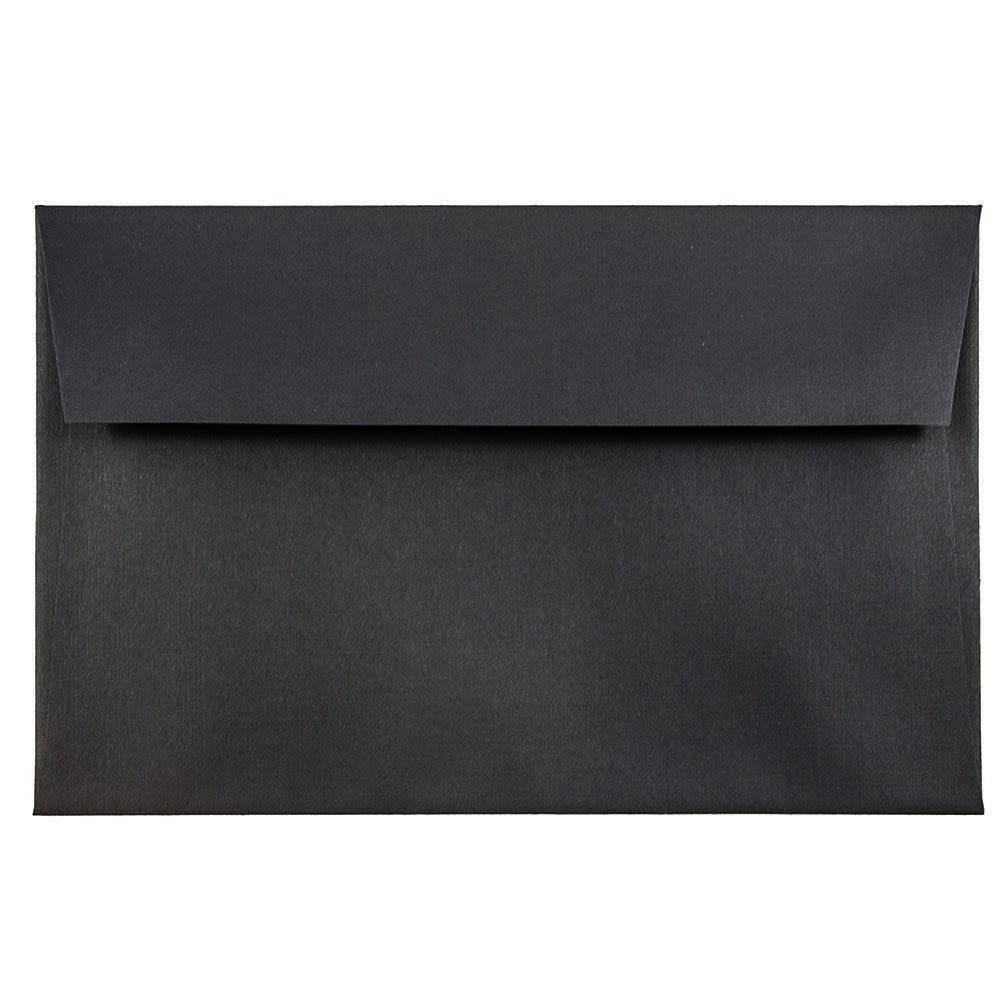 JAM Paper Booklet Invitation Envelopes, A8, Gummed Seal, 30% Recycled, Black, Pack Of 25