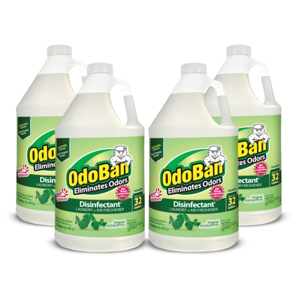 OdoBan Odor Eliminator Disinfectant Concentrate, Original Eucalyptus Scent, 128 Oz Bottle, Case Of 4