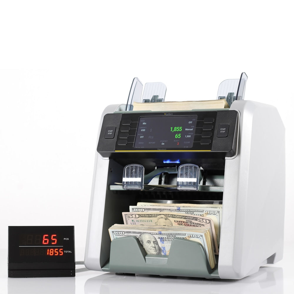 Kolibri Signature V2 Bank-Grade Mixed Denomination Money Counter Machine, 10-1/2inH x 10-1/2inW x 11-3/4inD