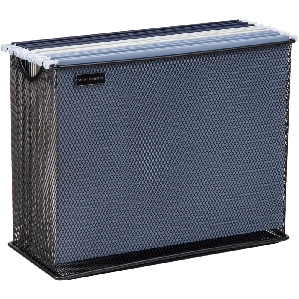 Mind Reader Vertical File Storage Basket, 10inH x 5-1/2inW x 12-1/4inD, Black