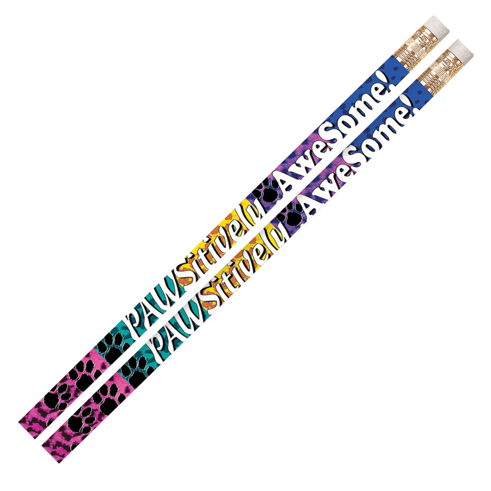 Musgrave Pencil Co. Inc. Motivational Pencils, Pawsitively Awesome, 12 Pencils Per Pack, Set Of 12 Packs