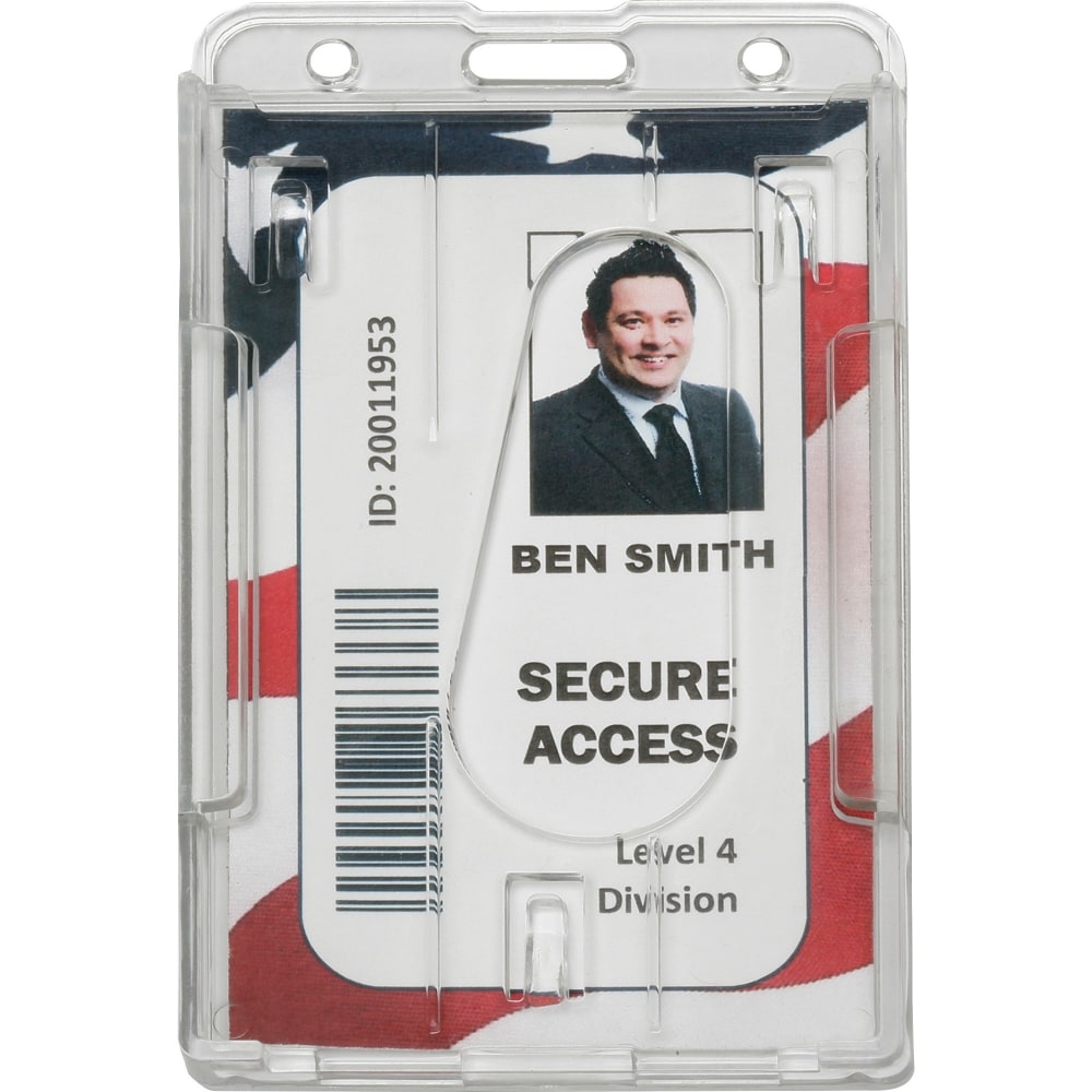 SKILCRAFT Dual ID Card Holder - Vertical - 3.4in Width x 2.1in Depth - Clear - 24 / Pack