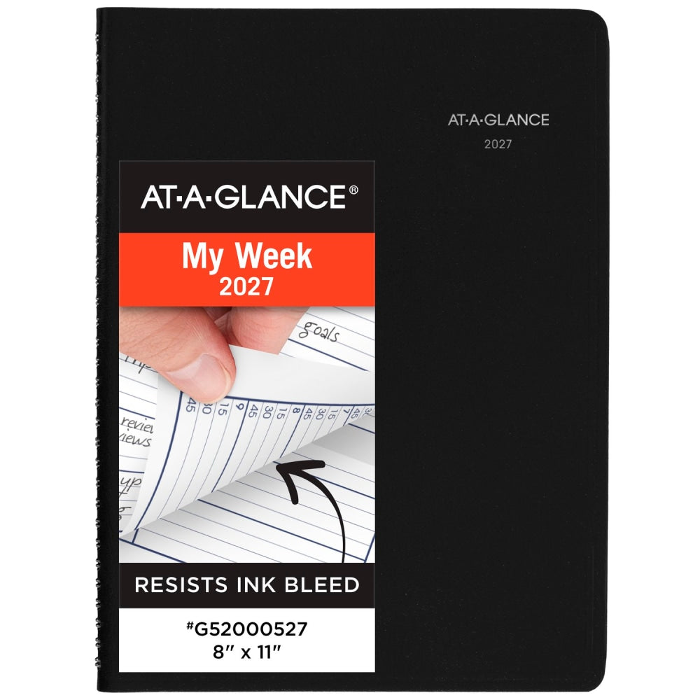 AT-A-GLANCE DayMinder 2027 Weekly Appointment Book Planner, Black, Large, 8in x 11in