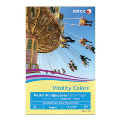 Xerox Vitality Colors Multi-Use Printer & Copy Paper, 1 Ream, Yellow, Ledger (11in x 17in), 500 Sheets Per Ream, 20 Lb, 30% Recycled