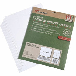 SKILCRAFT 100% Recycled Inkjet/Laser Shipping Labels, Rectangle, 3 1/3in x 4in, White, Pack Of 25 (AbilityOne 7530-01-578-9295)