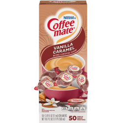 Nestle Coffee-mate Liquid Creamer, Vanilla Caramel Flavor, 0.38 Oz Single Serve, 50/Pack
