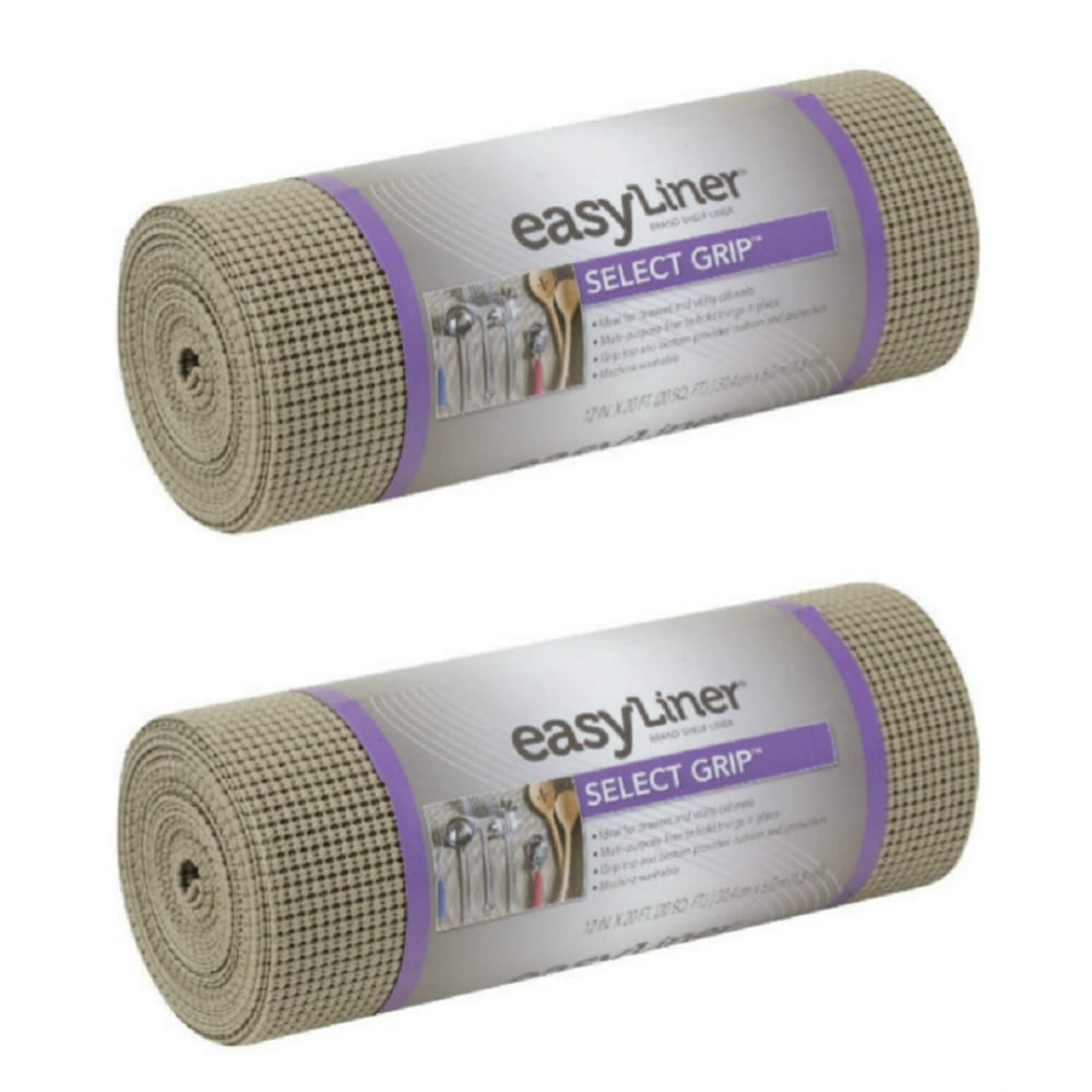Duck Brand 1100731 Select Grip EasyLiner Non-Adhesive Shelf And Drawer Liner, 12in x 20ft, Brownstone, Pack Of 2 Rolls