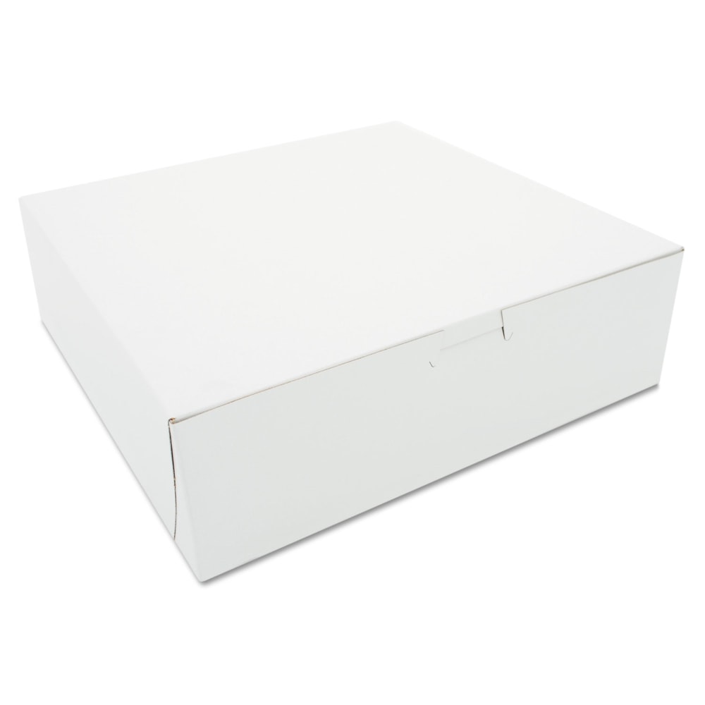 SCT 1-Piece Non-Window Bakery Boxes, 3inH x 10inW x 10inD, White, Carton Of 200 Boxes