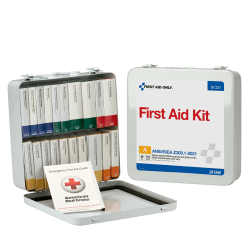 First Aid Only 50-Person Metal First Aid Kit, 6-1/2inH x 9-1/2inW x 2-11/16inD, White