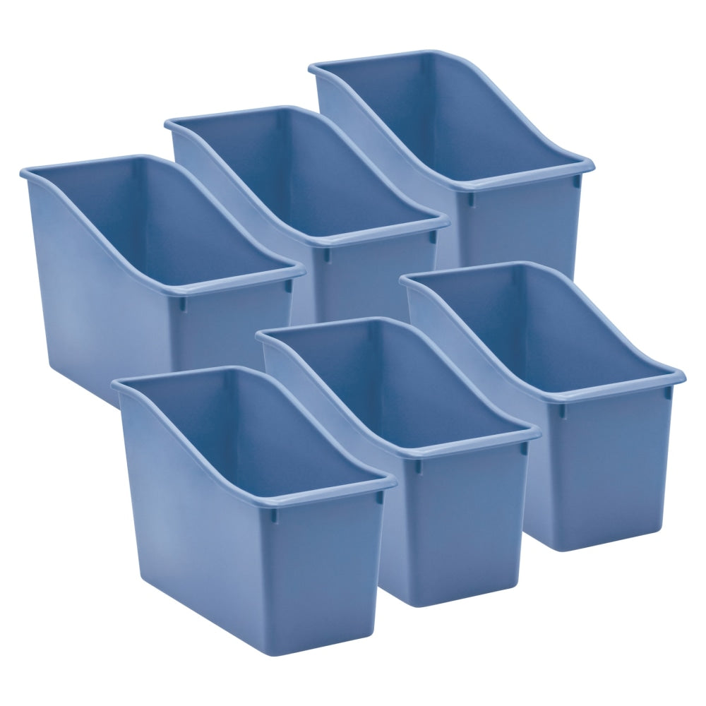 Teacher Created Resources Plastic Book Bins, 7-1/2inH x 11-3/8inW x 5-1/2inD, Slate Blue, Pack Of 6 Bins